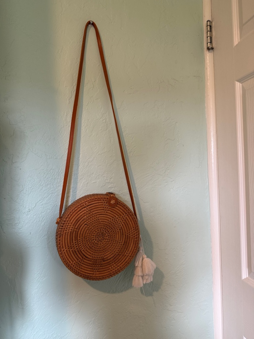 Woven Round Crossbody Bag in Brown - Stylish Shoulder Purse